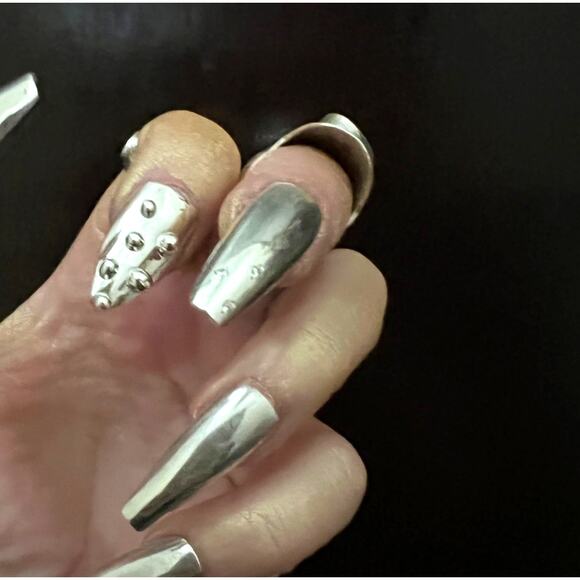 Sterling Silver Nails, Nail Art, Press-On Nails, Jewelry Accessories, Custom - Picture 3 of 9
